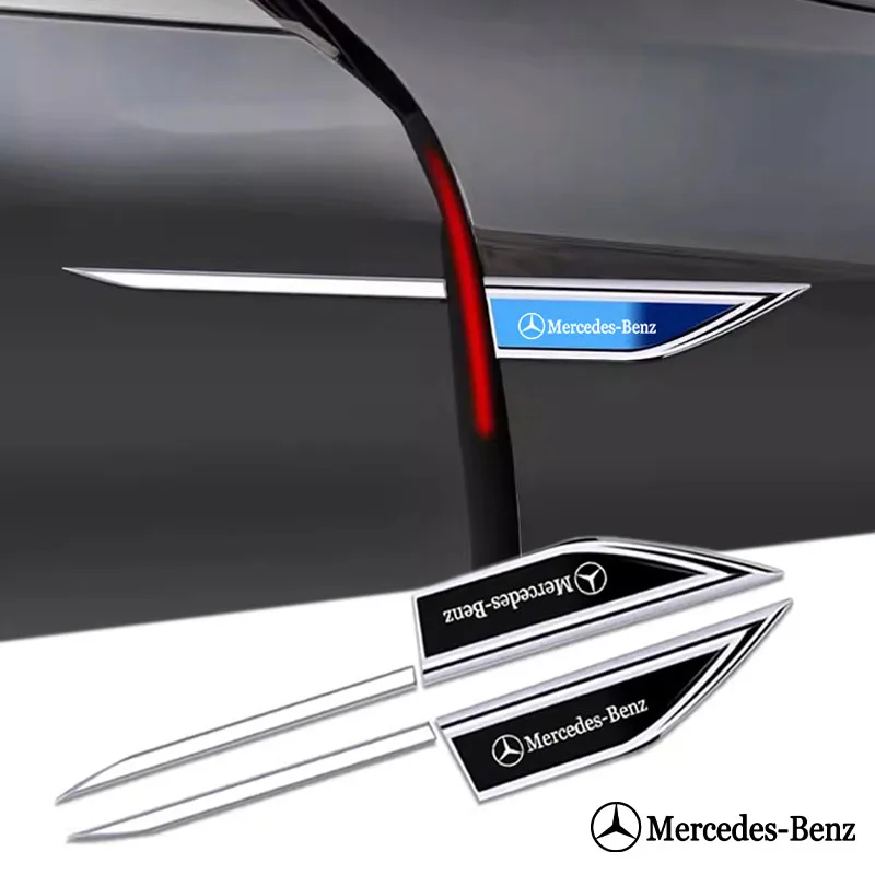 2Pcs Metal Car Stickers Badge Auto Fender Side Decals For Mercedes Benz AMG W204 W205 W203 W211 W212 W213 W201 W210 W124 W169