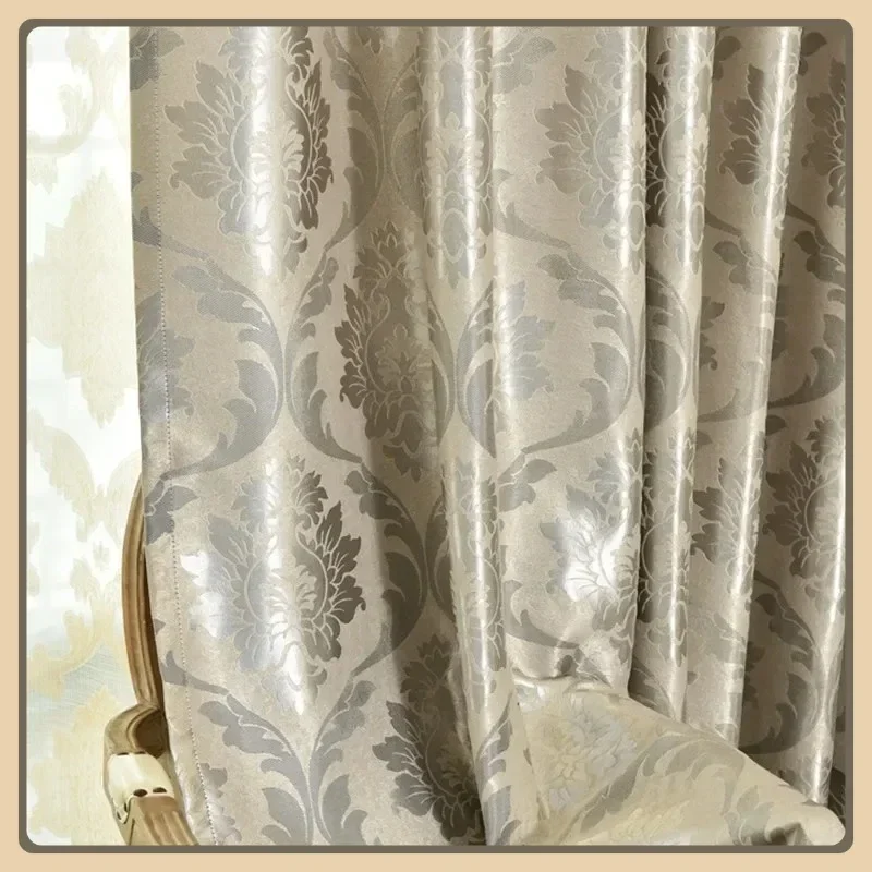 European Jacquard Shading Curtains for Living Dining Room Bedroom Fabric Special Curtain for Hotel and Office Nature Vertically