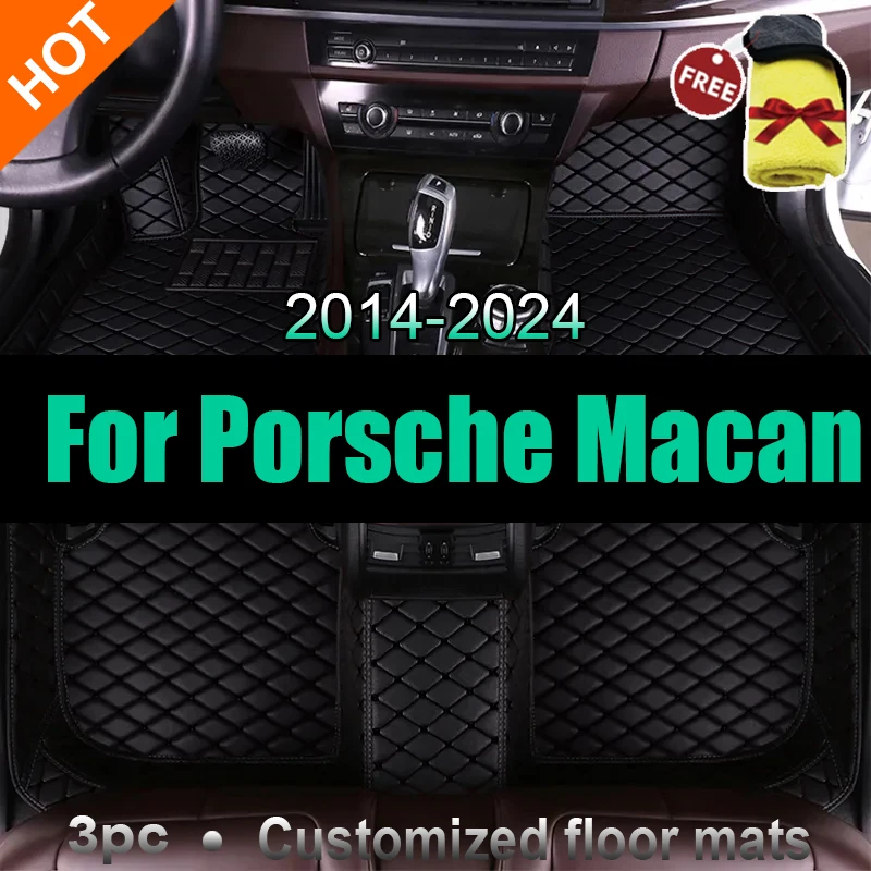 

Автомобильные коврики для Porsche Macan 2014-2024 15 16 17 18 19 20 21 22 23, индивидуальные автомобильные подставки для ног, искусственная Обложка