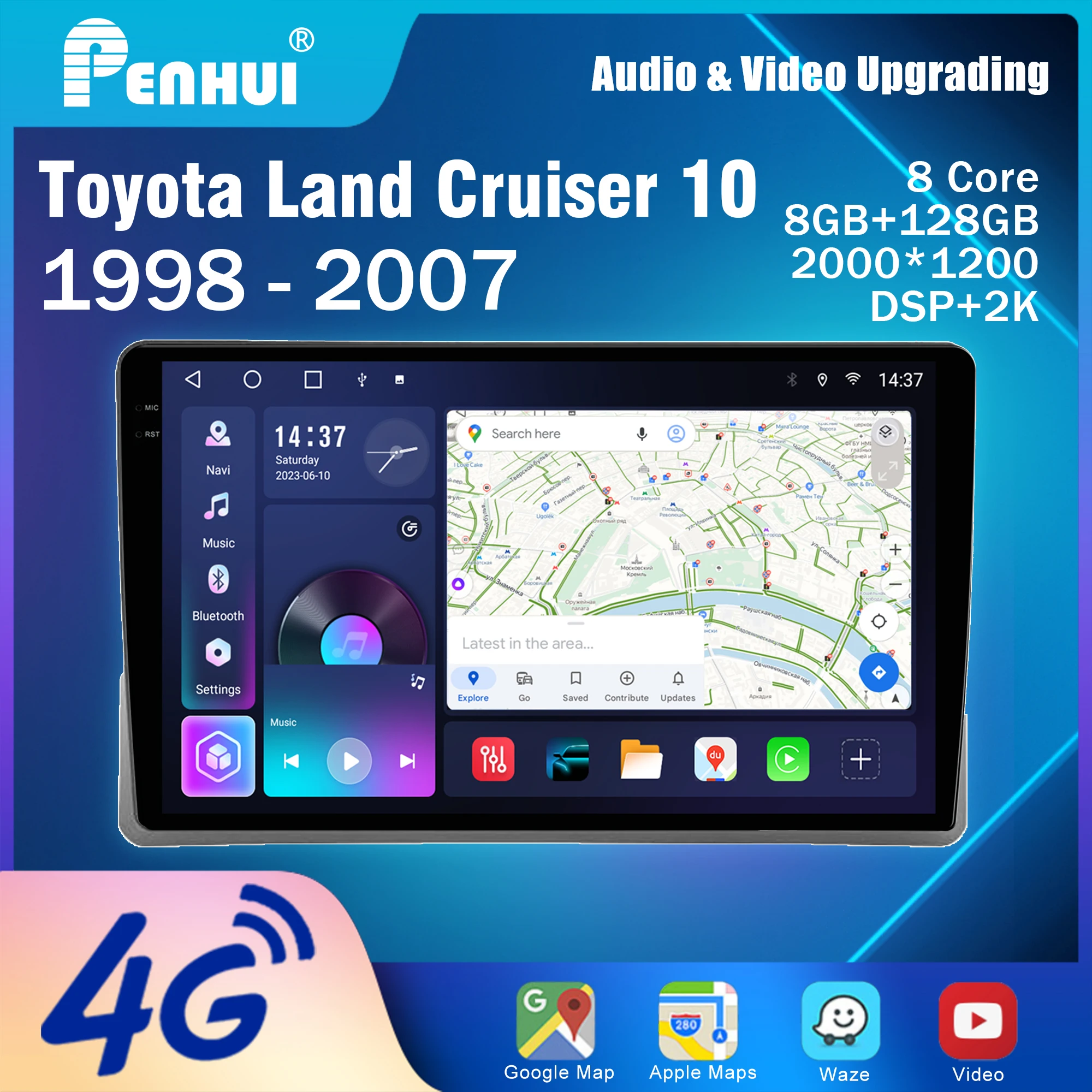 Penhui Android Car DVD Player Screen for Toyota Innova 2 2015 - 2022 LHD Audio Video 2 Din DSP  Bluetooth  Carplay