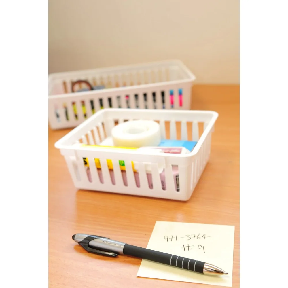 

Square Mini Storage Trays, Stackable, White, 3-Pack