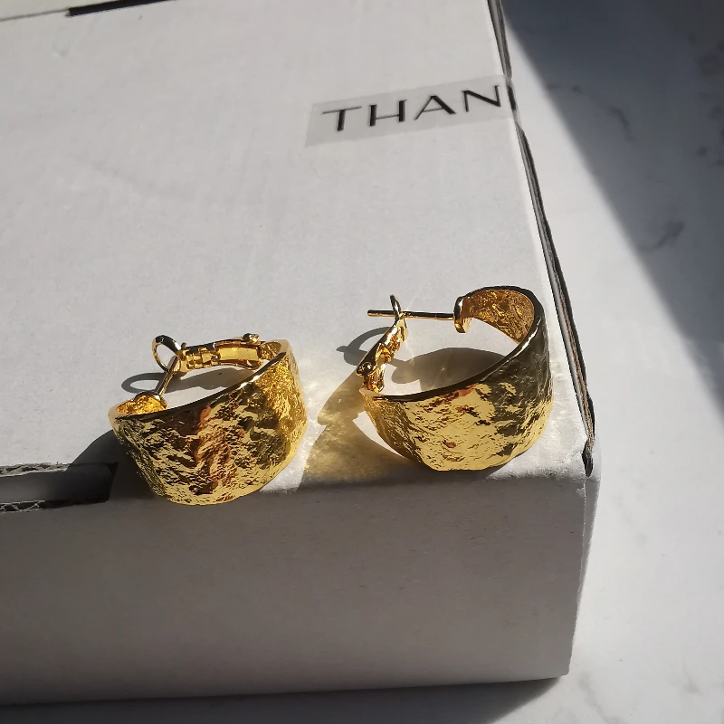 Brass With 18K Retro CC Hoop Earrings Punk Party Gown Runway rare Boucle d'oreille Korean Japan Style Fashion