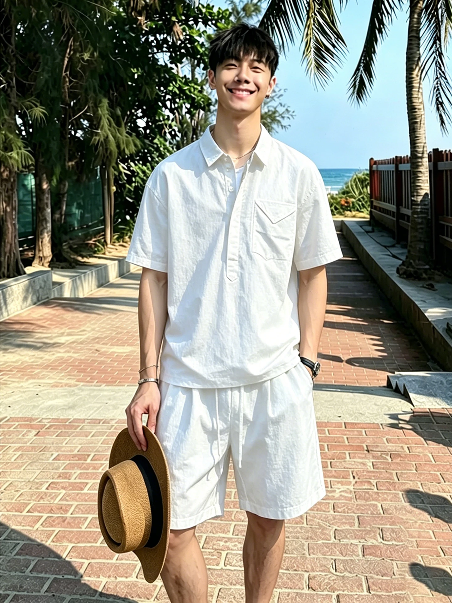 

Textured Shirt Short Sleeve Men's Summer Fashion Set Breathable Half Sleeve T-Shirt Cool Sensation Quick Dry Lightweight
