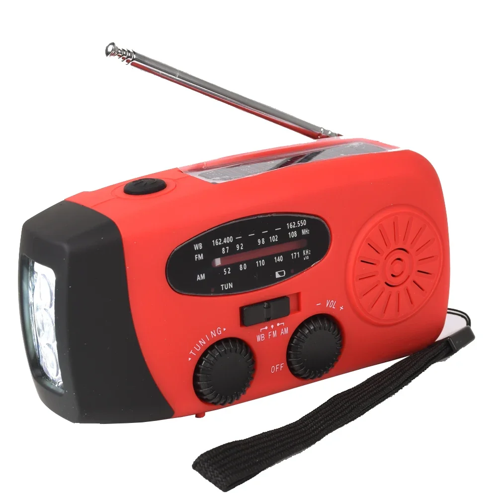 Upgraded Emergency Hand Crank Self-Powered AM/FM NOAA WB Solar Radio for iPhone / Smartphone 2000 mAh Mobile Power Supply TYPE-C