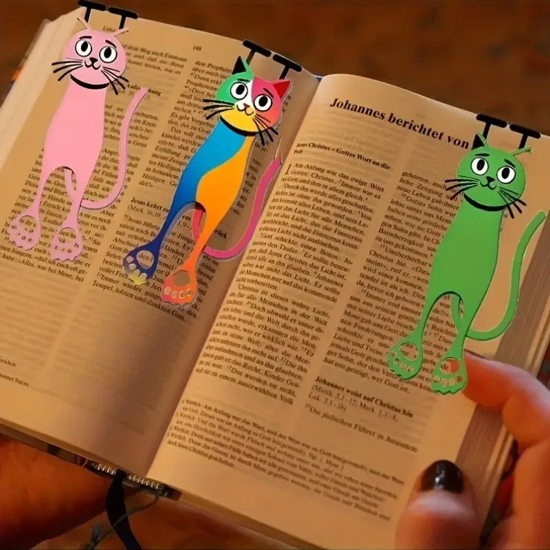 3pcs Cute 2D Acrylic Cat Bookmarks - Colorful Page Markers for Book Lovers, Students & Office Use