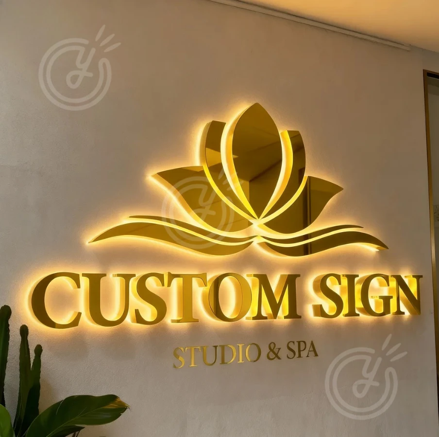 Custom Light Sign for Business 3D Metal Logo Backlit LED Outdoor&office Box Wall With Raised Advertising Design Neon Bar Barber