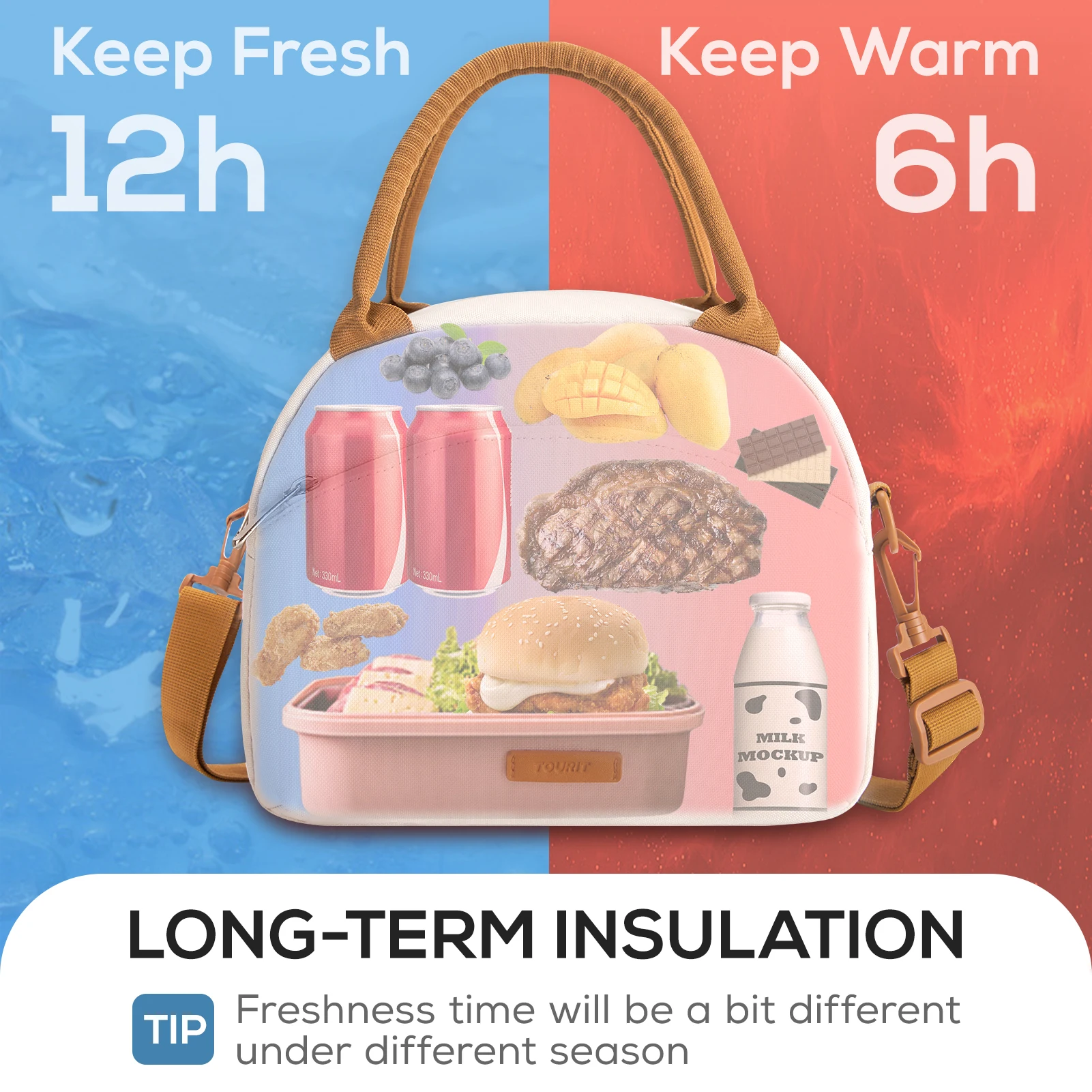 TOURIT Thermal Lunch Bags for Women Cooler Bag for Picnic Food Insulated Case School Lunch Box for Children Girl