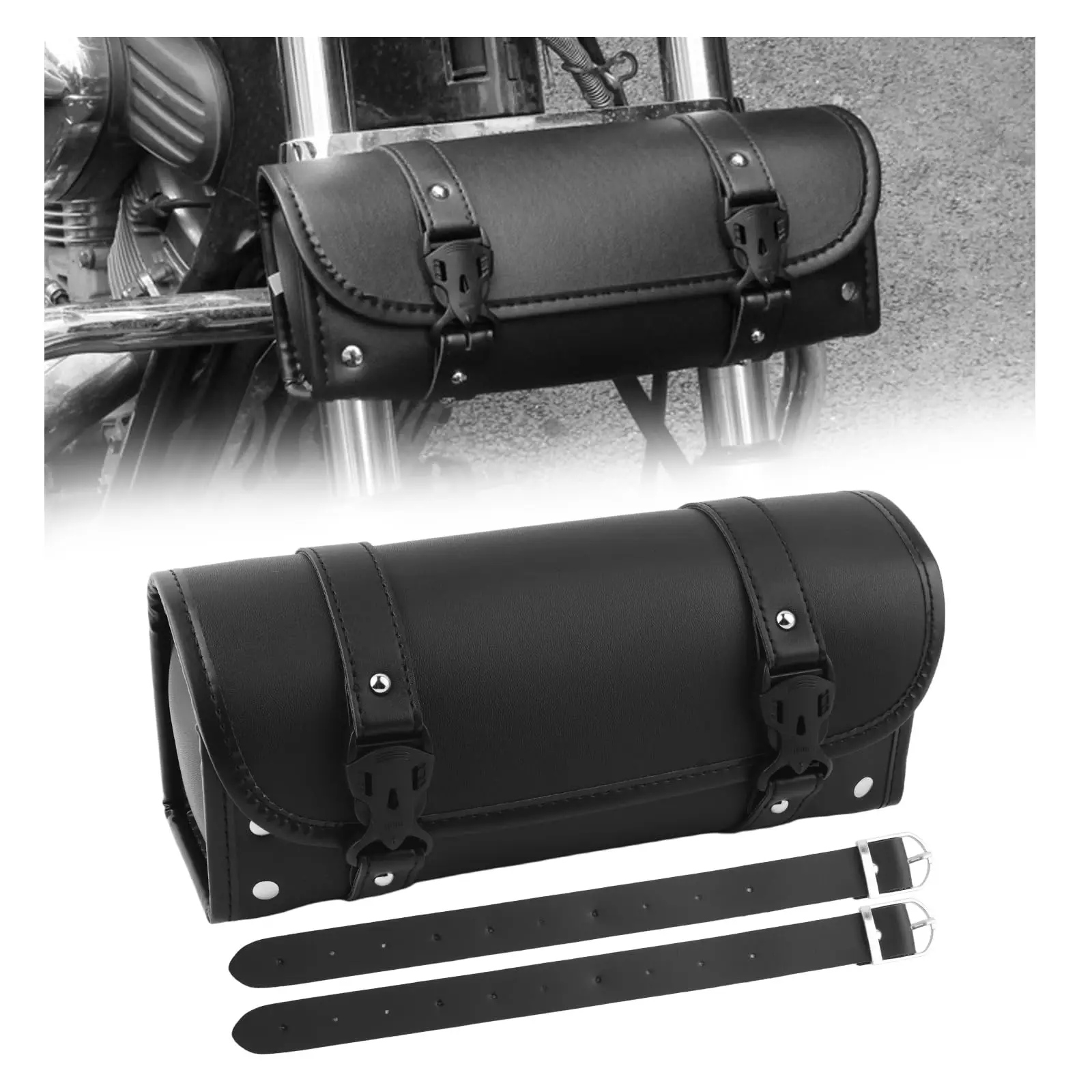 Motorcycle Vintage Leather Handlebar Bag Multifunctional Password Lock Storage Tool Pouch For Harley Cruiser Retro Motorbike