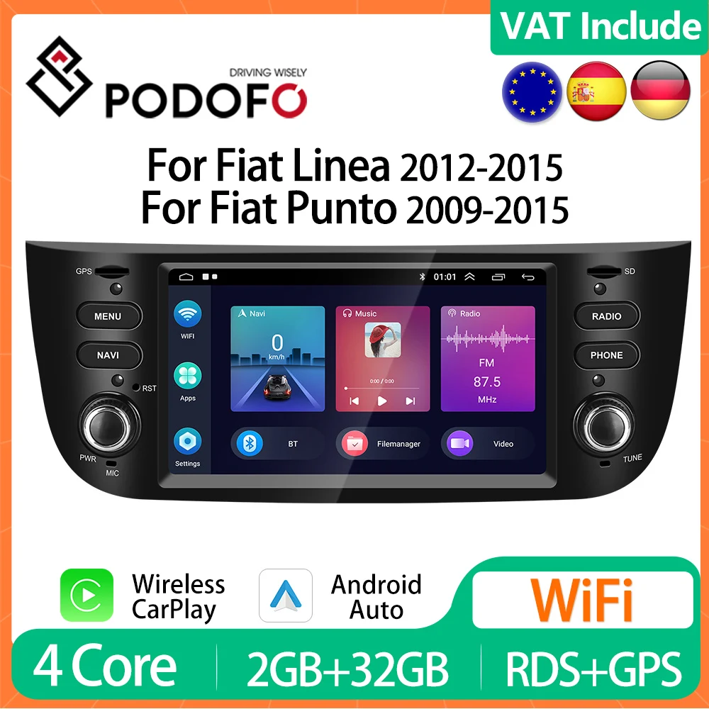 CarPlay HiFi Car Radio For Fiat Linea 2012-2015 / Punto 2009-2015 Android Multimedia Player 2din Stereo 1din GPS Navigation DSP