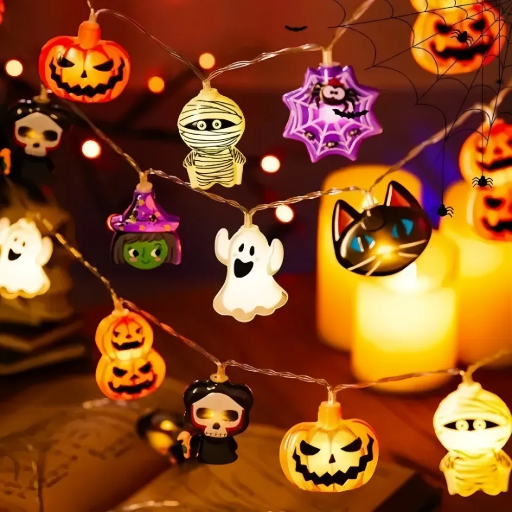 3M/1.5M Halloween Pumpkin Lantern String 20/10 LED Small Battery Box Colorful Lantern for Scene Decoration Ghost Festival Toys