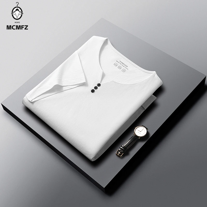 Mens Slim Fit Casual T Shirt Simple Henley Neck Design Short Sleeve Tops For Street Style And All Occasions