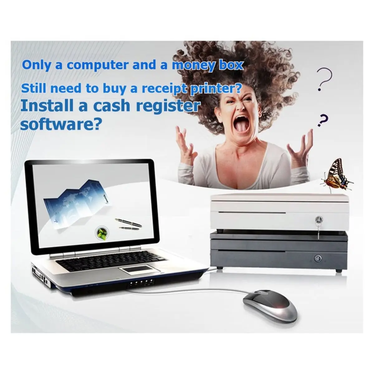 USB Cash Drawer Driver Box with One-Key Keyboard to Open Cash Drawer Computer Driver Hotkey to Open Cash Box