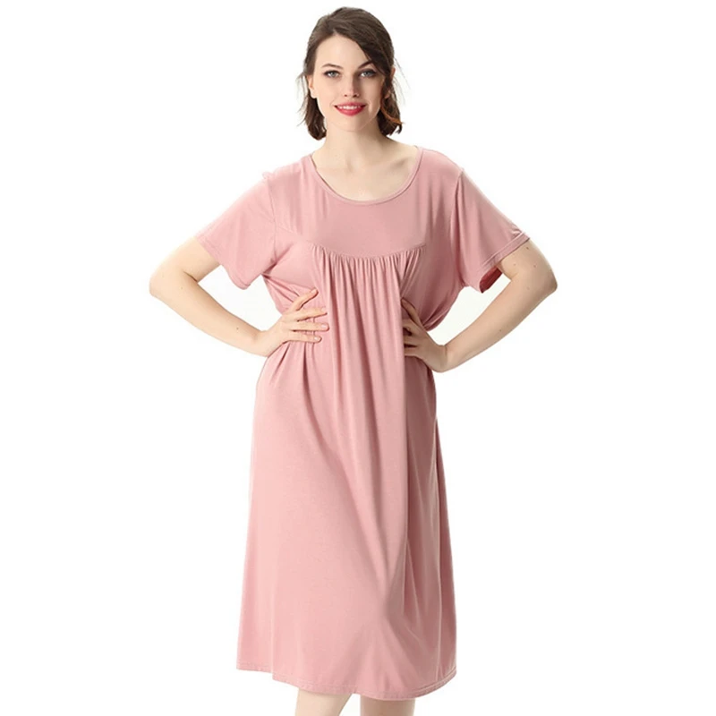 Oversized short-sleeved Pajamas dress female loose plus size modal long sleep skirt Nightdress sleepwear women big size 6XL 7XL