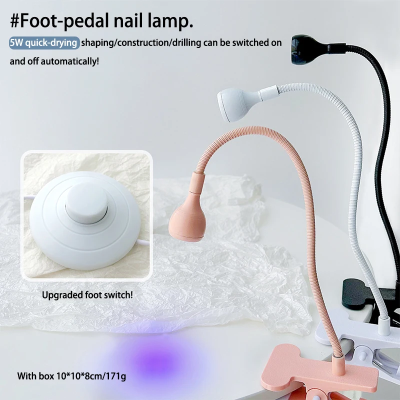 Pé portátil operado interruptor Nail Art lâmpada, escalável Clip estilo, suporte prego secador, construção Shaping Tools