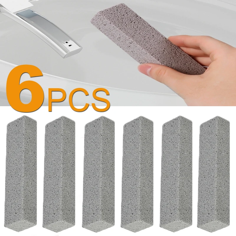 6Pcs Natural Pumice Toilet Cleaning Stones Heavy Duty Bathroom Brush Set for Stubborn Stains & Toilet Rings