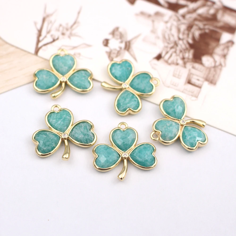 

4 шт. DIY ювелирные аксессуары граненый натуральный лабрадорит амазонит 3-камень CZ цирконий кулон подвески для серег ожерелье