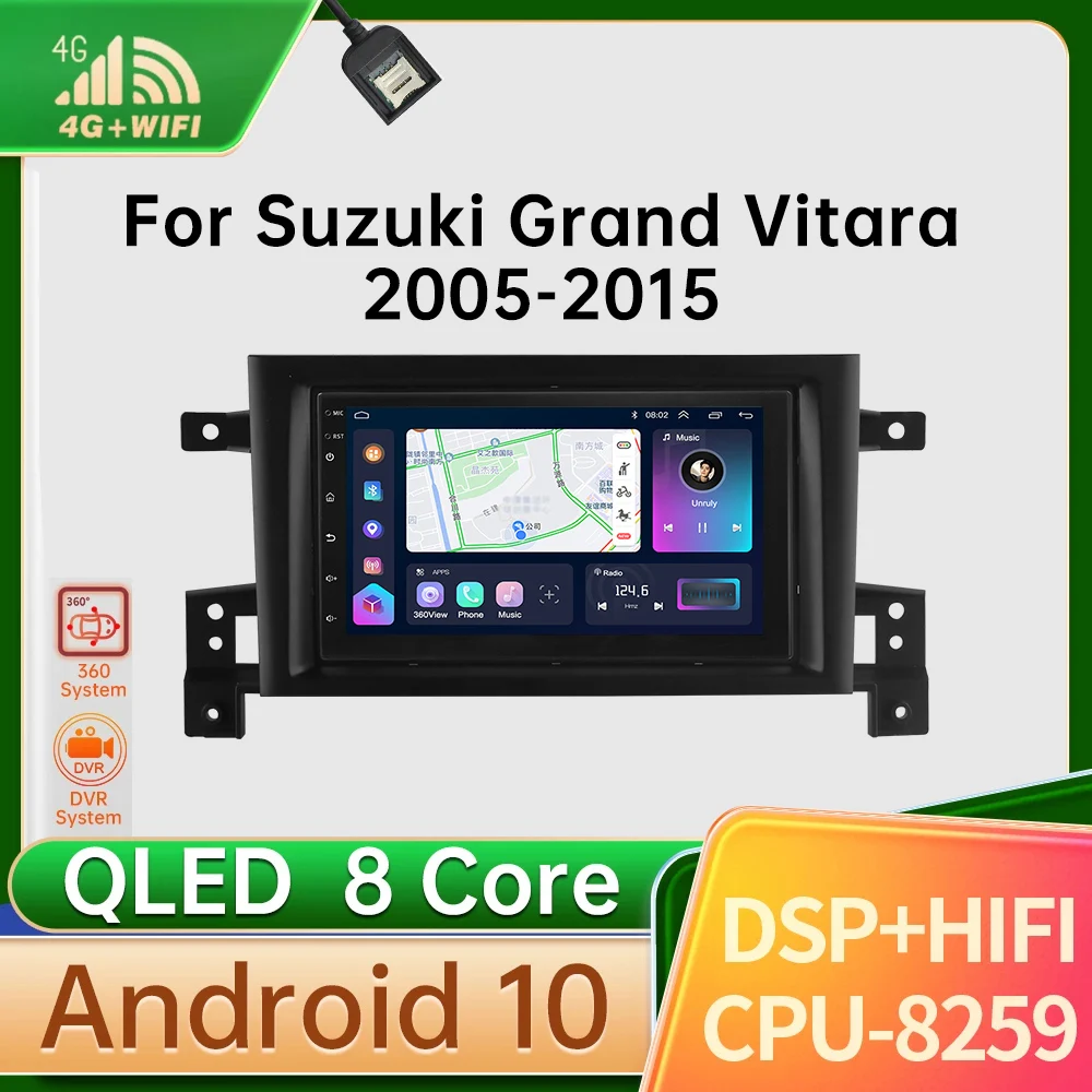 

For Suzuki Grand Vitara 3 2005-2015 Android 12 car Audio Radio multimedia Player CarPlay auto Navigation Audio 4G wifi GPS 2Din