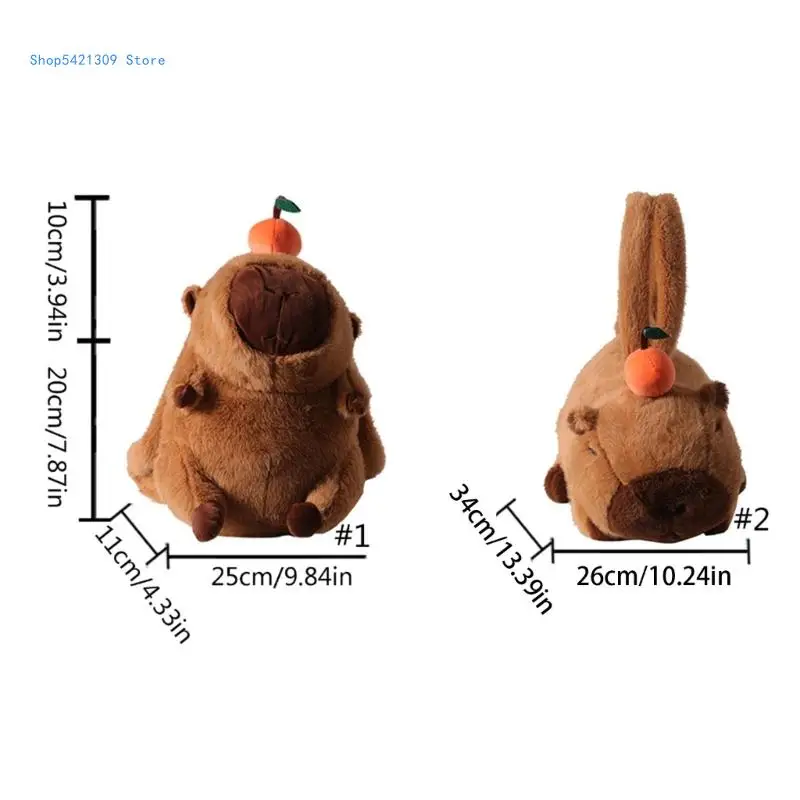 Plüsch-Schultasche, schöner Tier-Capybara-Rucksack, 3D-Capybara-Cartoon-Thema, tägliche Lunchtasche für Erwachsene, Mädchen,