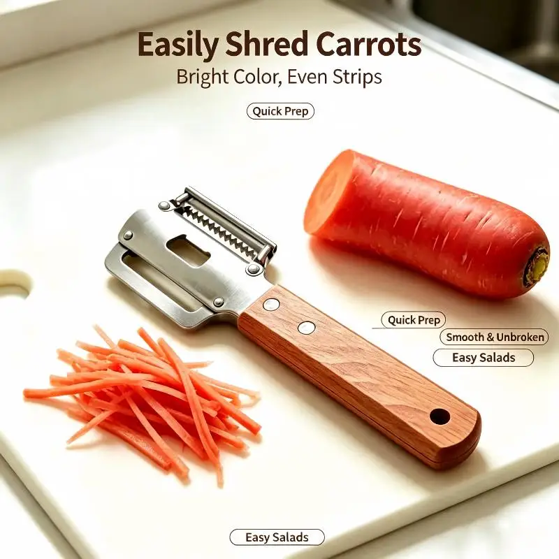 3 In 1 Kitchen Peeler Portable Stainless Steel Vegetable Fruit Shredder Tool for Outdoor Camping Picnic Use