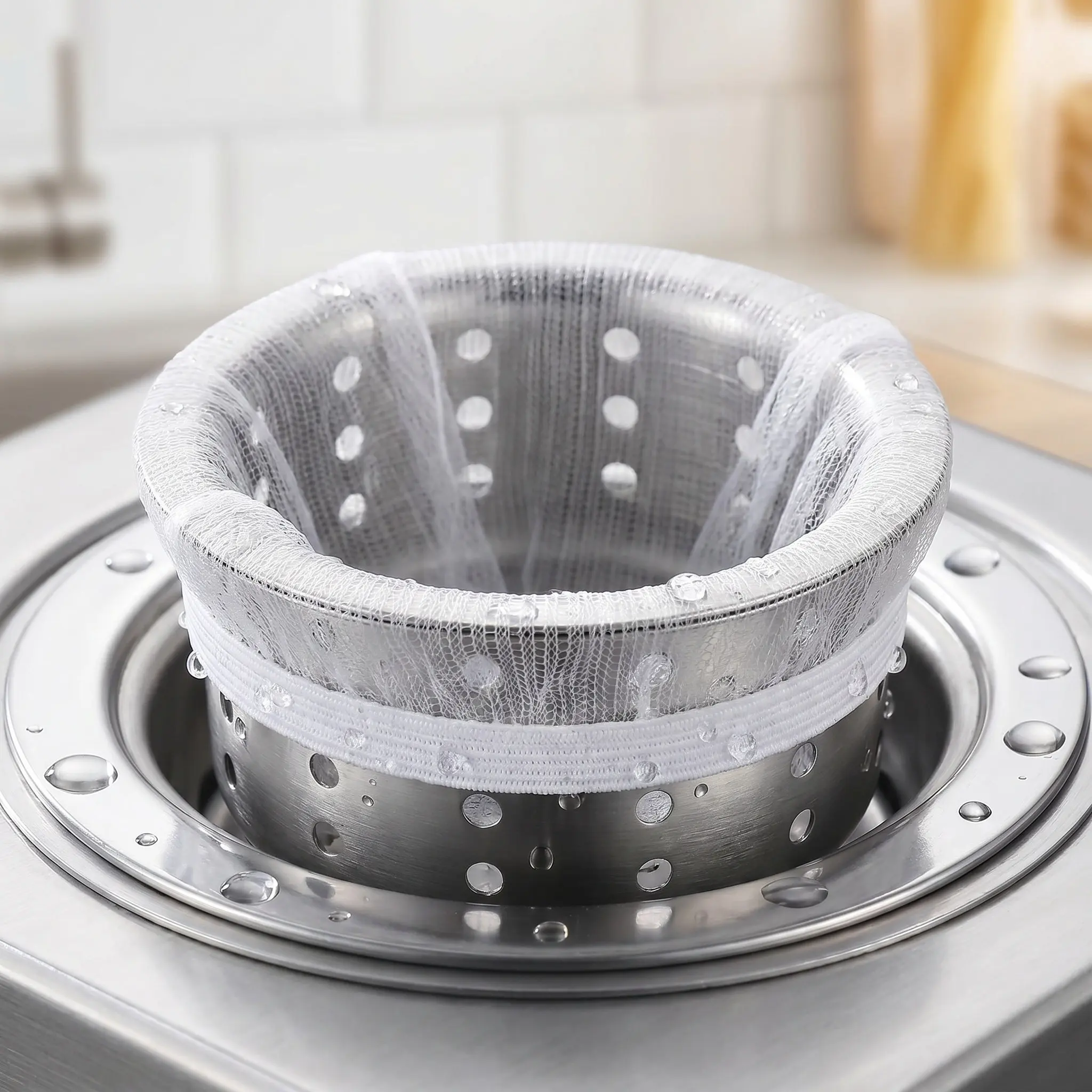 200pcs Disposable Kitchen Sink Drain Filter Bags Fine Mesh Anti-Clogging Food Strainer Catcher for Collecting Waste Garbage