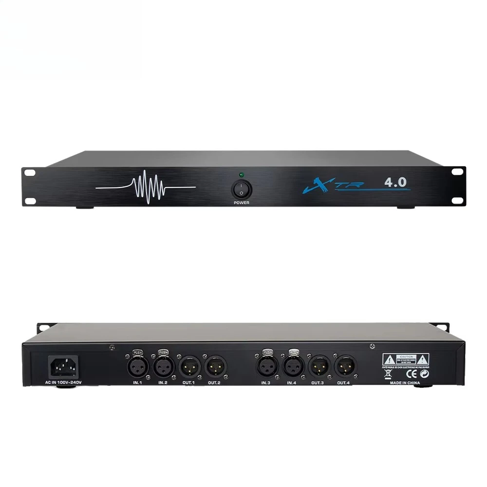 Processeur audio professionnel anti-feedback 4.0-Blue pour une utilisation en performance, 4 entrées 4 sorties