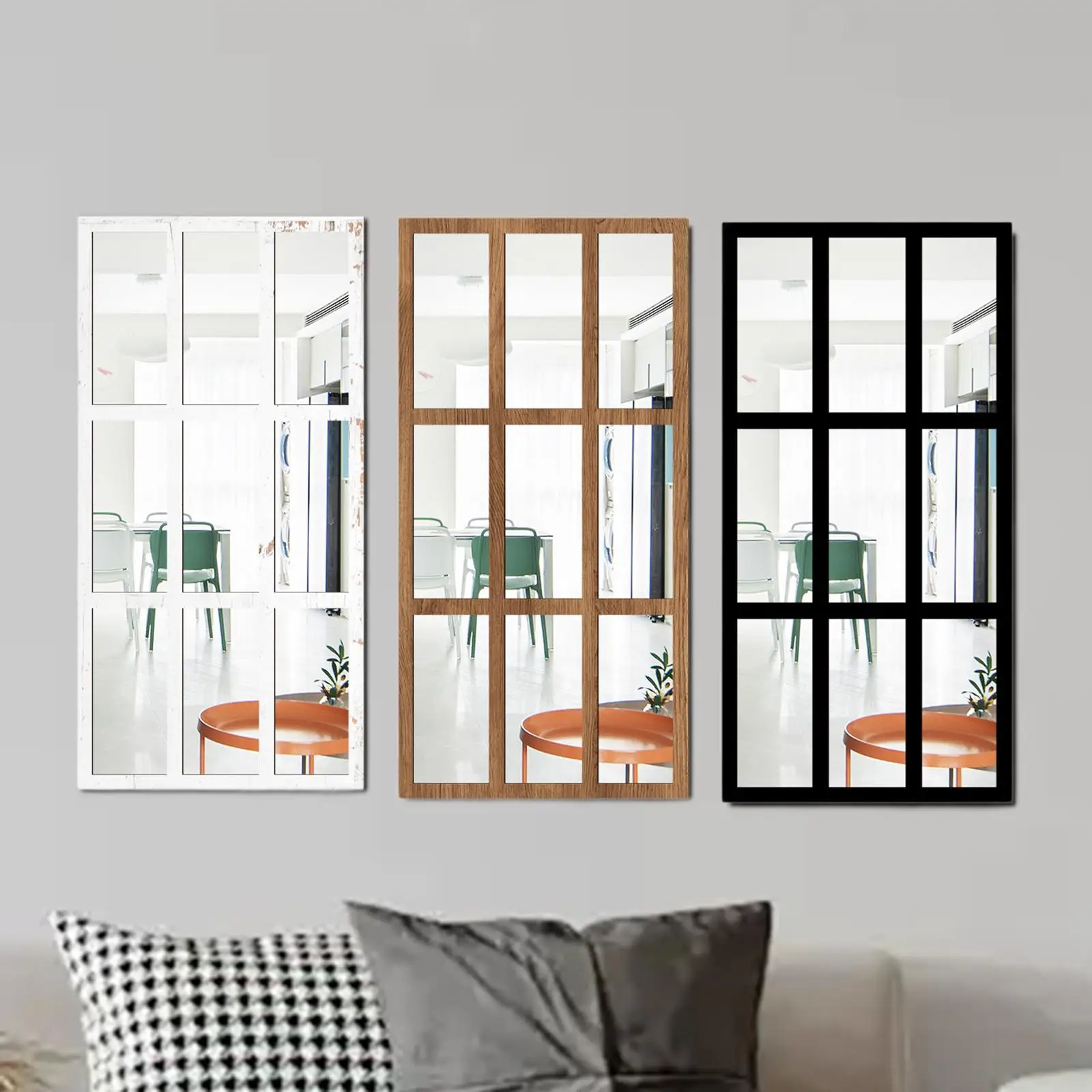 Decorative Wall Mirror Minimalist Imitation Window Wall Mirror Wall Decor for Living Room Farmhouse Bathroom Kitchen Bedroom