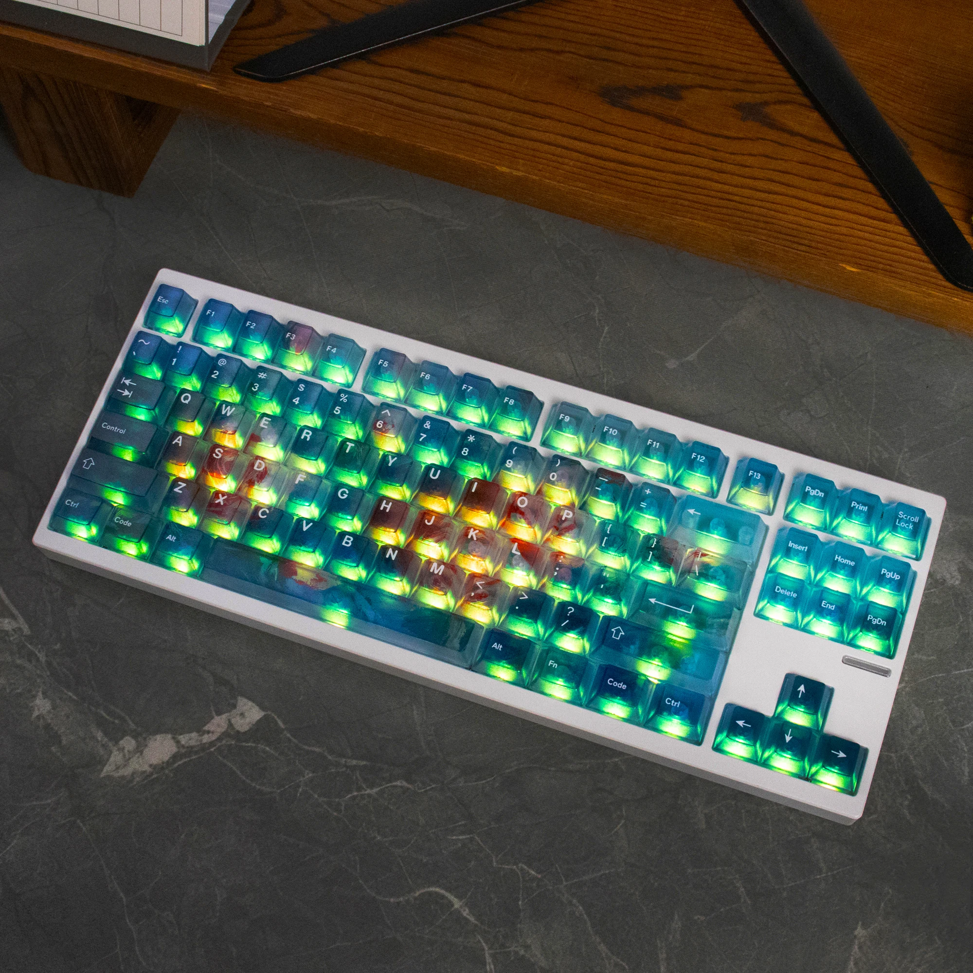 คีย์แคปแบบด้านโปร่งแสงลายกุหลาบ 122 คีย์ โปรไฟล์ Cherry สำหรับคีย์บอร์ดแมคคานิคอล MX Cherry