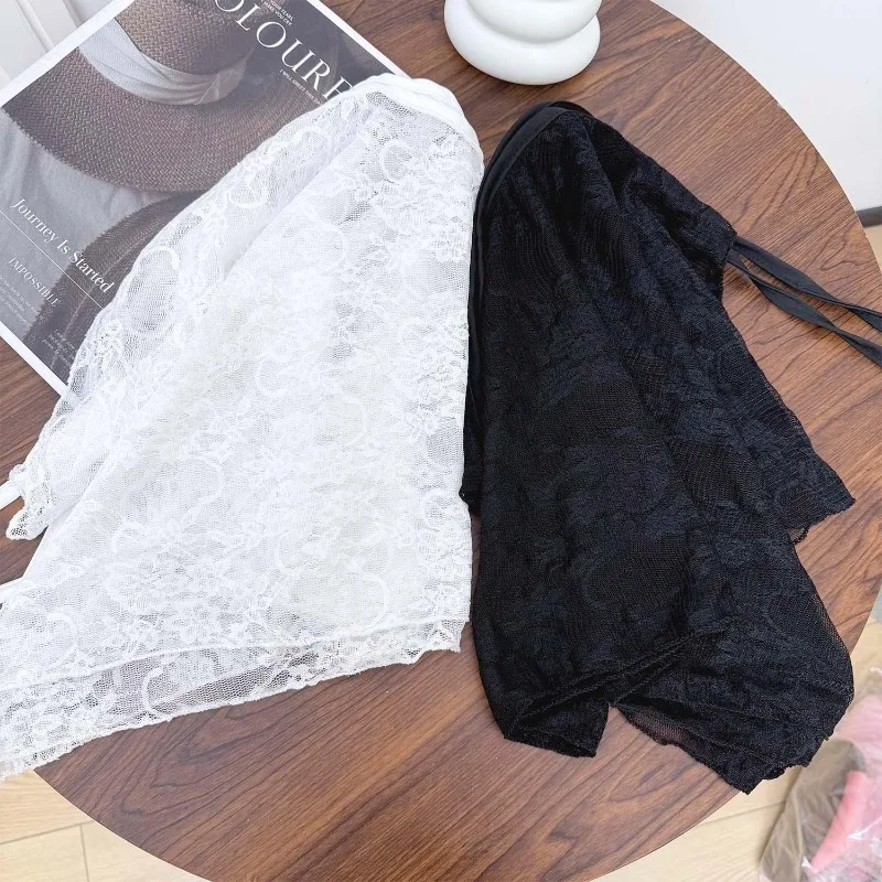 Irregular French Lace Hem Skirt Extender Women Short Fart Curtain Skirt Elegant Sheer Layering Mini Skirt Spring Layered Skirts