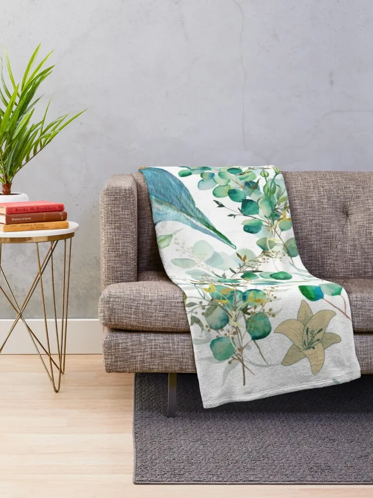 Turquoise Blossom and Birdsong Secret Garden Throw Blanket Beautifuls Moving Soft Plaid sofa bed Blankets