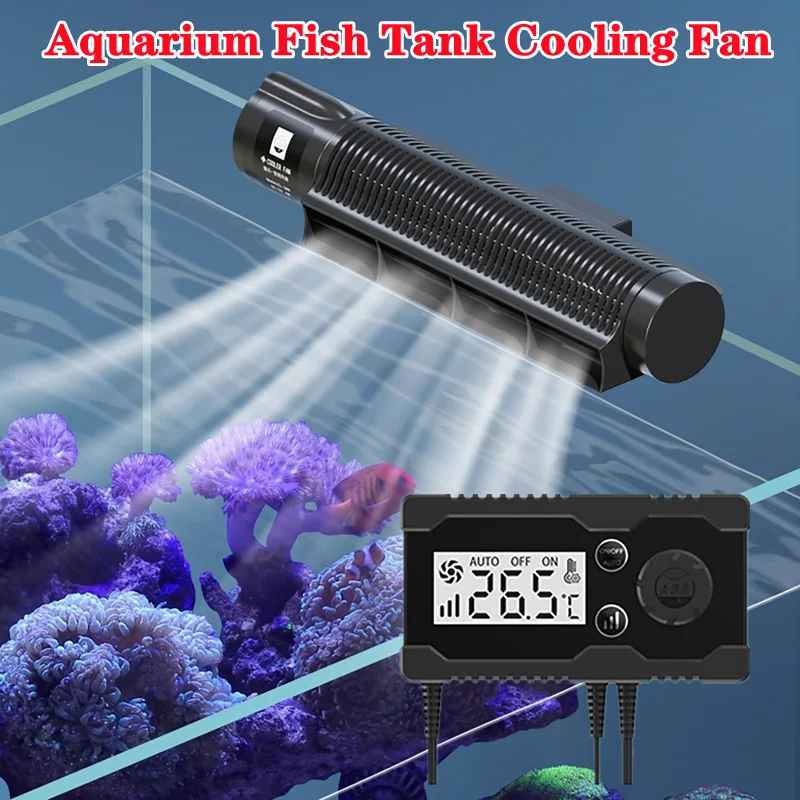 

Aquarium Fish Tank Cooling Fan Suitable for Fresh Seawater Automatic Temperature Control Fan Display Screen Controller Cooler