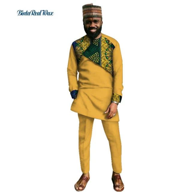 Ropa de estilo africano tradicional para hombre conjunto de Top y pantalones de retazos de algodon conjunto de pantalones de 2 piezas con estampado africano WYN423 AliExpress