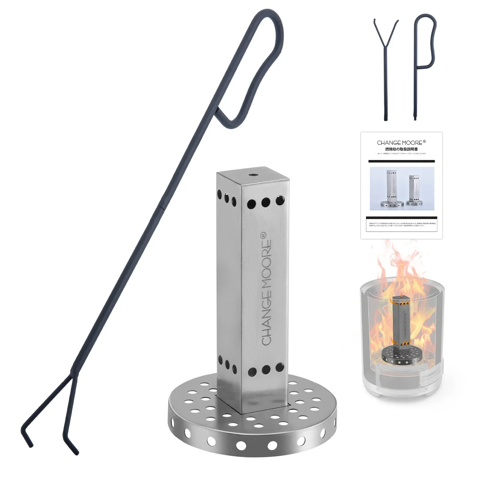 

CHANGE MOORE Колонка вторичного сгорания 11,5 см 13,5 см Урна колонна с крючком для благовоний Угольный крючок Нержавеющая сталь Открытый кемпинг