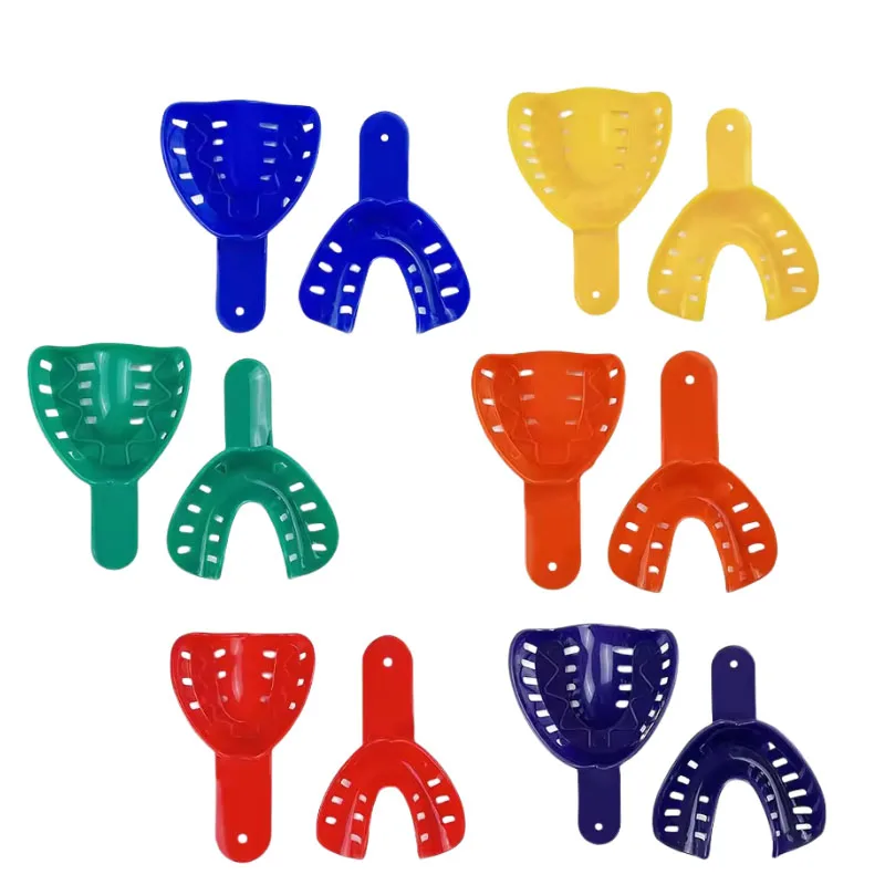 12pcs/pack Dental Impression Trays Plastic Teeth Holder Trays Tools Autoclavable for Childrens Adults S/M/L Dentistry Materials
