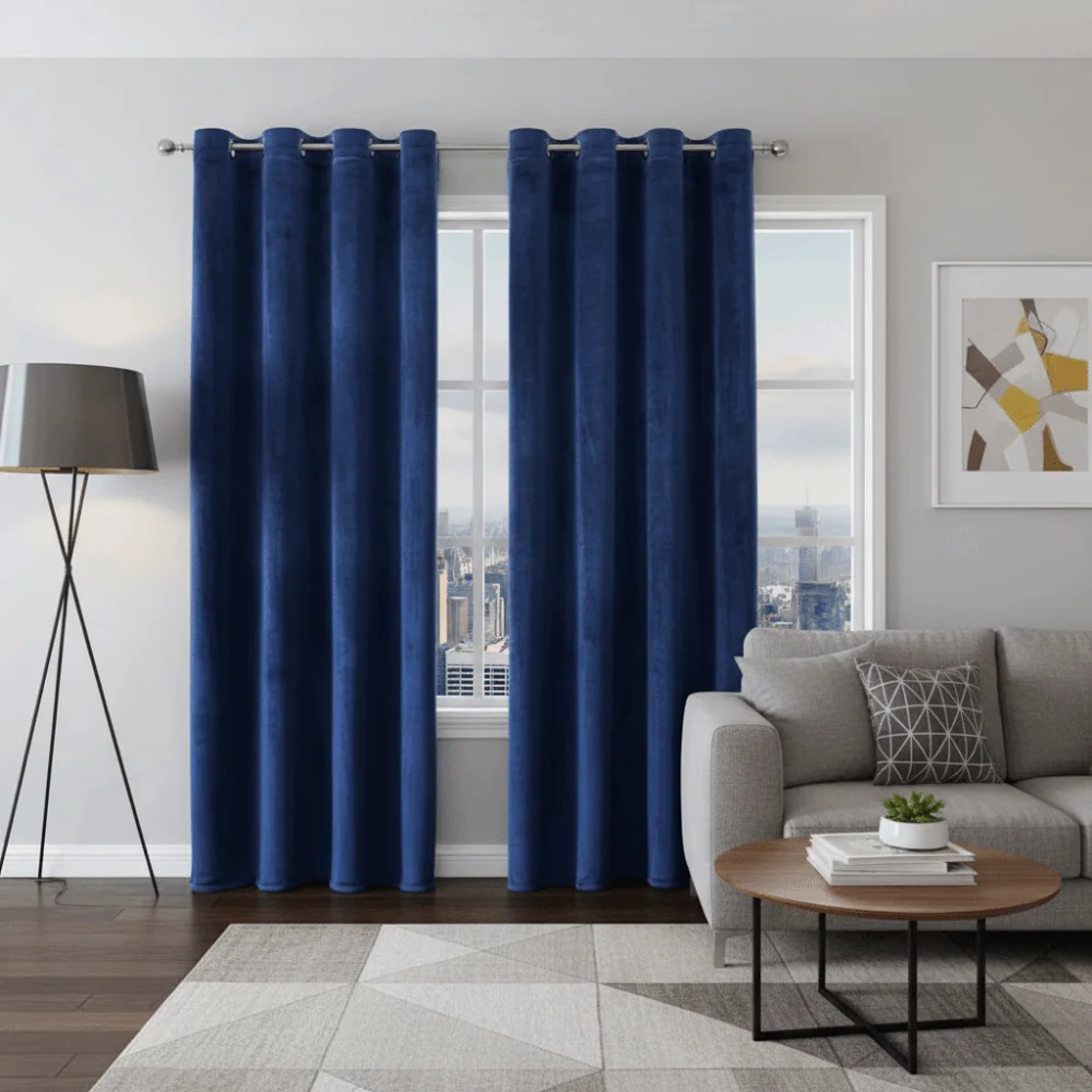 Light-blocking Velvet Curtain Soft Texture Touch Noise Reducing Window Drape No Drilling Through-rod Privacy Partition Curtains