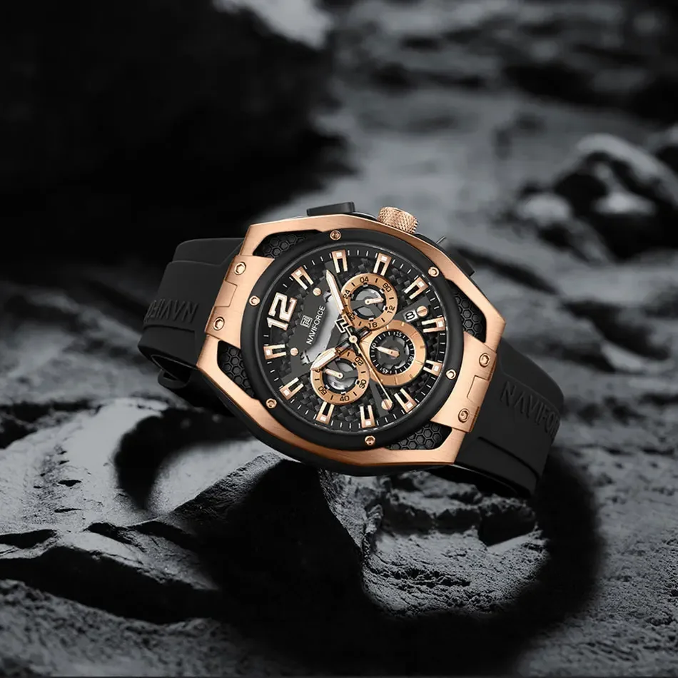 NAVIFORCE Men Multifunction Luxury Silicone Strap Watches Men\'s Wristwatch Quartz Wrist Watch Chronograph 2025 Relogio Masculino