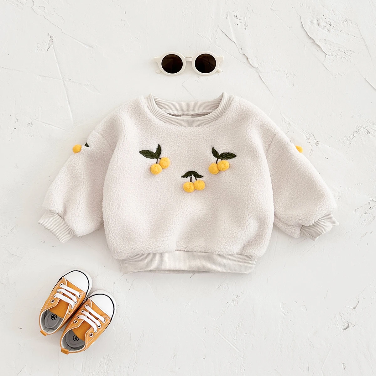 Baby Girl Clothes Winter Baby Tops Boy Baby Fashion Children Thick Lamb Wool Fabric Embroidery Korea Top Infant Baby Autumn