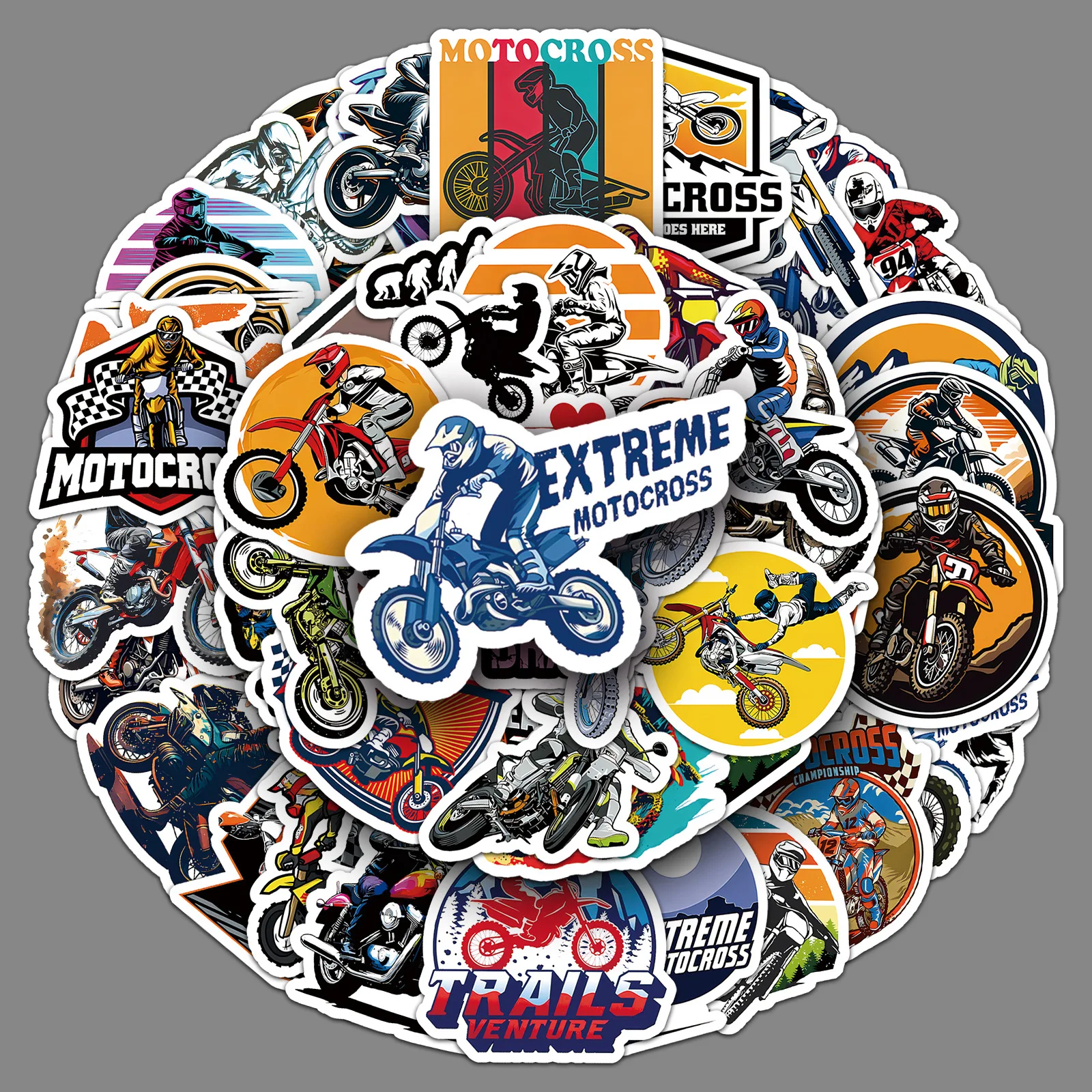 50 Stück Off-Road Motorrad Sport Graffiti Aufkleber Coole Cartoon-Sticker DIY Gepäck Handy Gitarre Scrapbook Wasserfeste Aufkleber