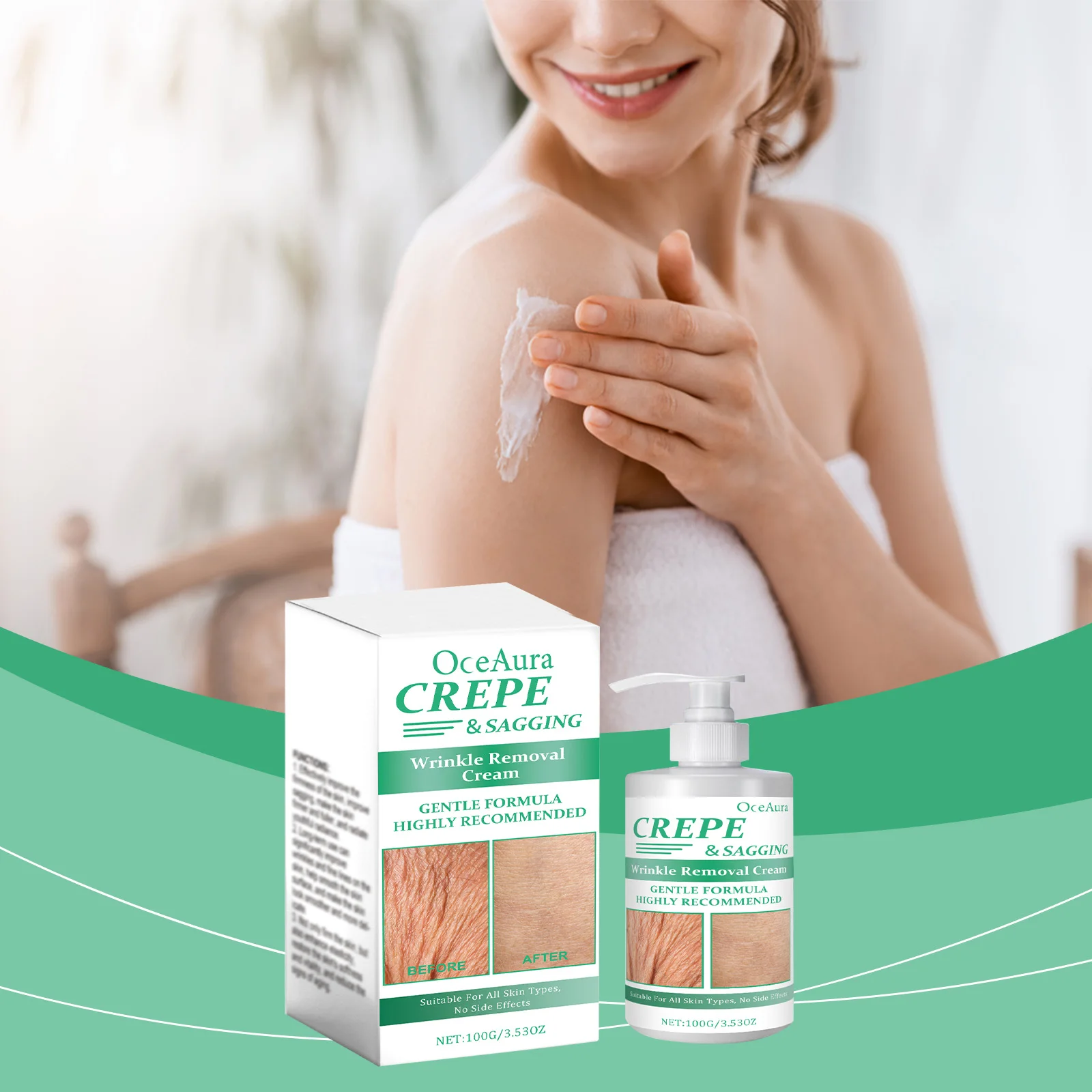 Crepe & Sagging Wrinkle Removal Cream - 100g Anti-Aging Face Moisturizer for Mature Skin | Gentle Formula to Firm, Lift