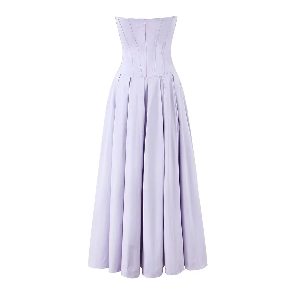 Jenny&Dave French Holiday Style Strapless Dress Women Lavender Purple Sexy Maxi Vestidos For Summer Long Dress