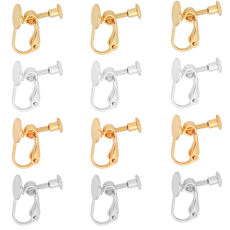 4pcs Copper Screw Ear Clip Base Blank Settings DIY Handmade Clip On Earrings Parts For No Pierced Ear Clips Jewelry Making