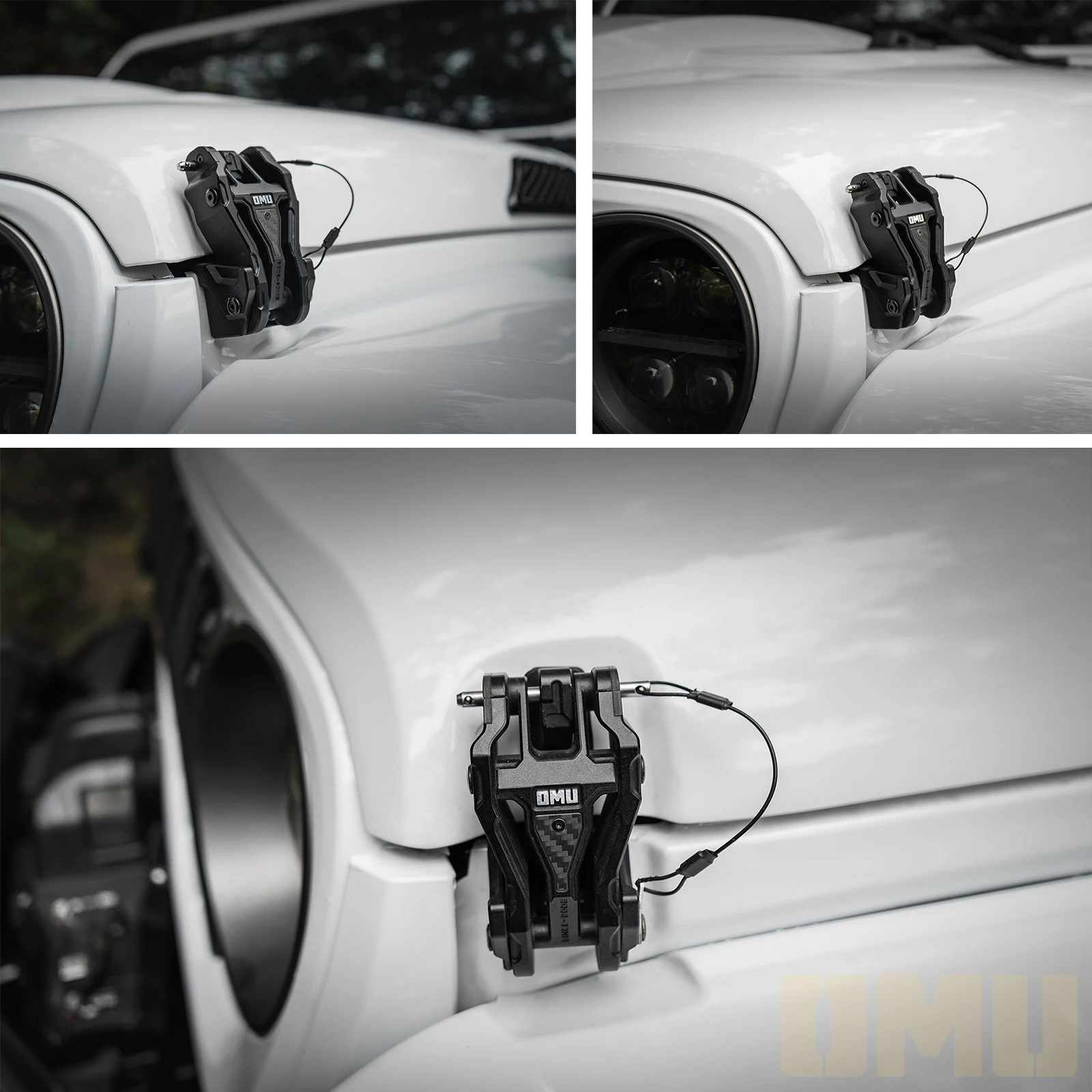 OMU 4x4 الألومنيوم هود الصيد قفل غطاء محرك السيارة هود المزالج ل جيب رانجلر JK/JKU 2007-2017 JL/JLU 2018-2024 & المصارع JT 2019-2024 #2