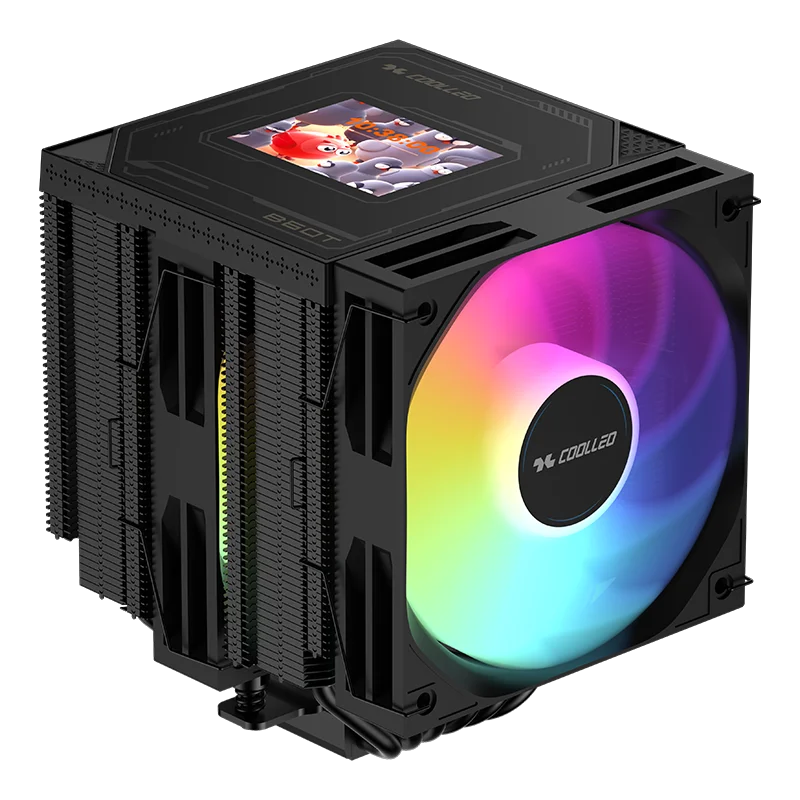 COOLLEO B60T Black PC Case Fan 12V Fluid Bearing 74.9CFM Copper Aluminum Heatsink