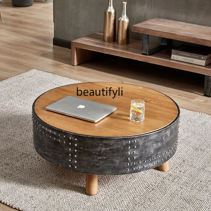 Retro Iron Art Coffee Table round Coffee Table B & B Personalized Coffee Table Small Apartment Side Table