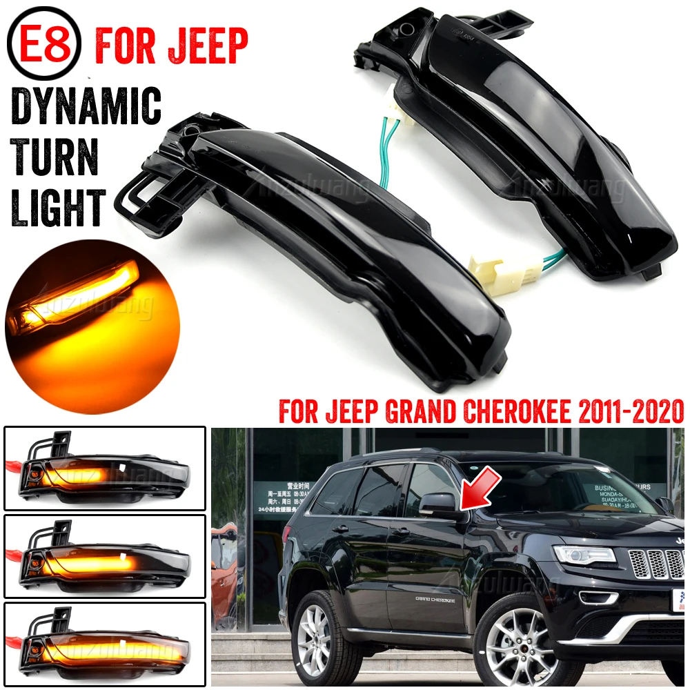 

2pcs For Jeep Grand Cherokee WK2 2011-2018 2019 2020 Car LED Dynamic Turn Signal Side Mirror Light Rear Mirror Blinker Lamp