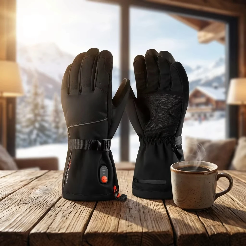 OEM Waterproof Winter Gloves with 7.4V Rechargeable Battery Electric Heated Ski Gloves for Outdoor Sports Skiing Hiking Cycling