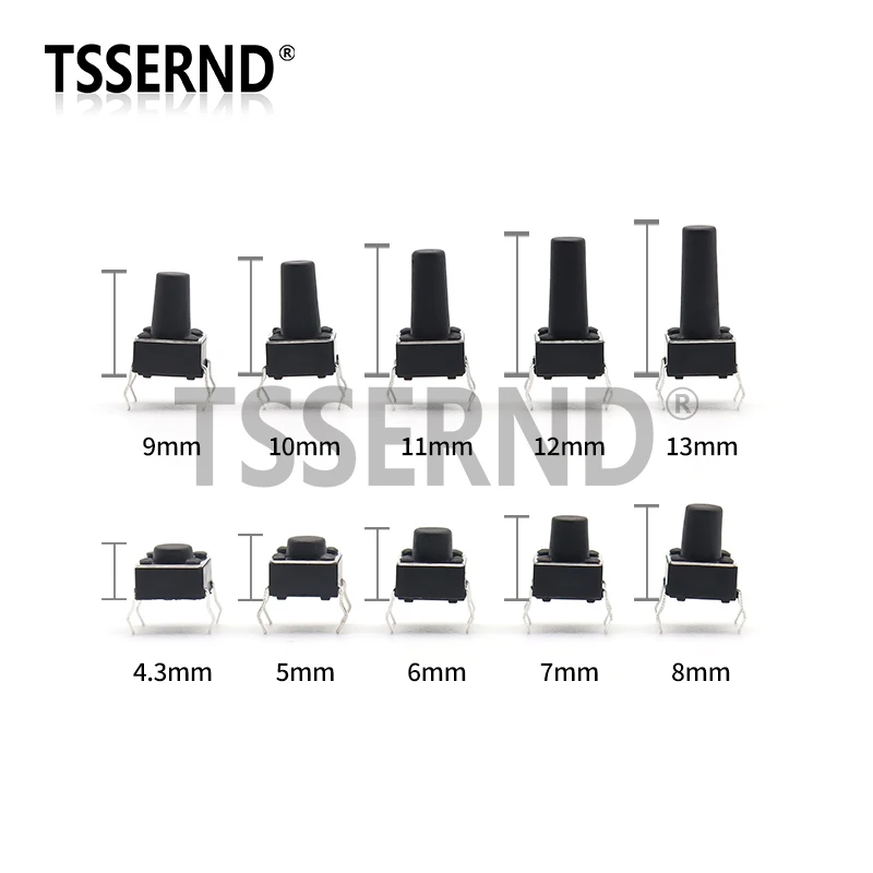 100/180/200PCS 6x6mm Micro Push Tact Switch Kit 6x6 Mini tactiele Toggle Touch Button PCB Momentary 4pin Drukknop