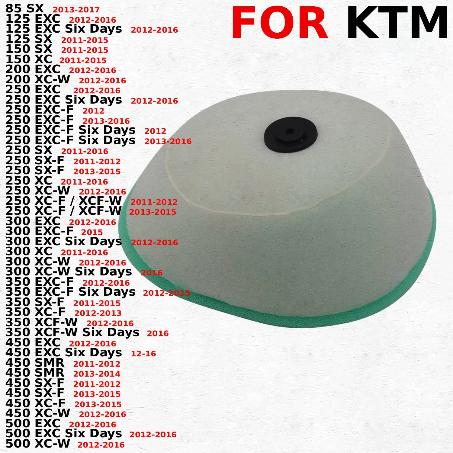 

Motorcycle Air Filter For KTM85 125 150 200 250 300 350 450 500 SX SX-F EXC-F EXC Six XC XC-W XC-F SMR Six Days 2012-2016 2017