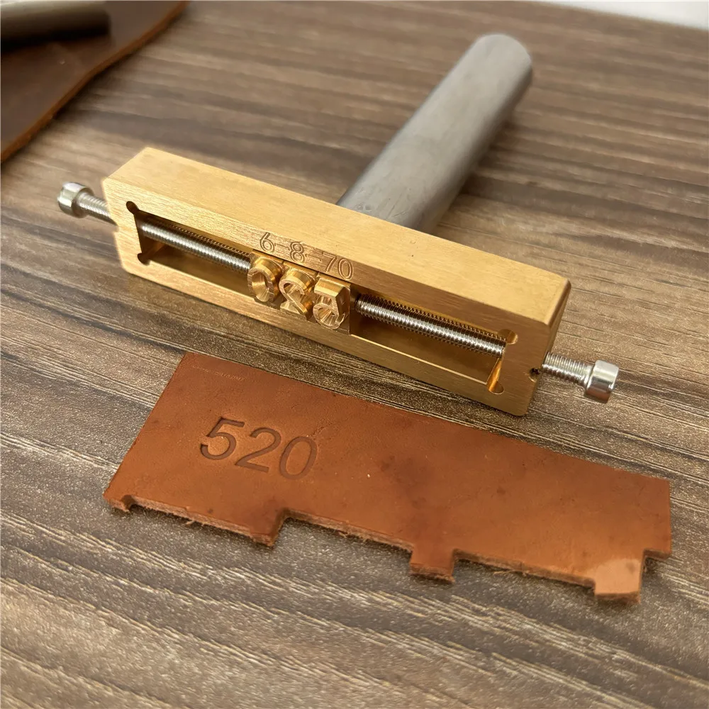 LOGO Customized Leather Stamp Handle Set Brass Mold Metal Stamping Pressing Carving Punch Branding Name Personalize Knocking Rod