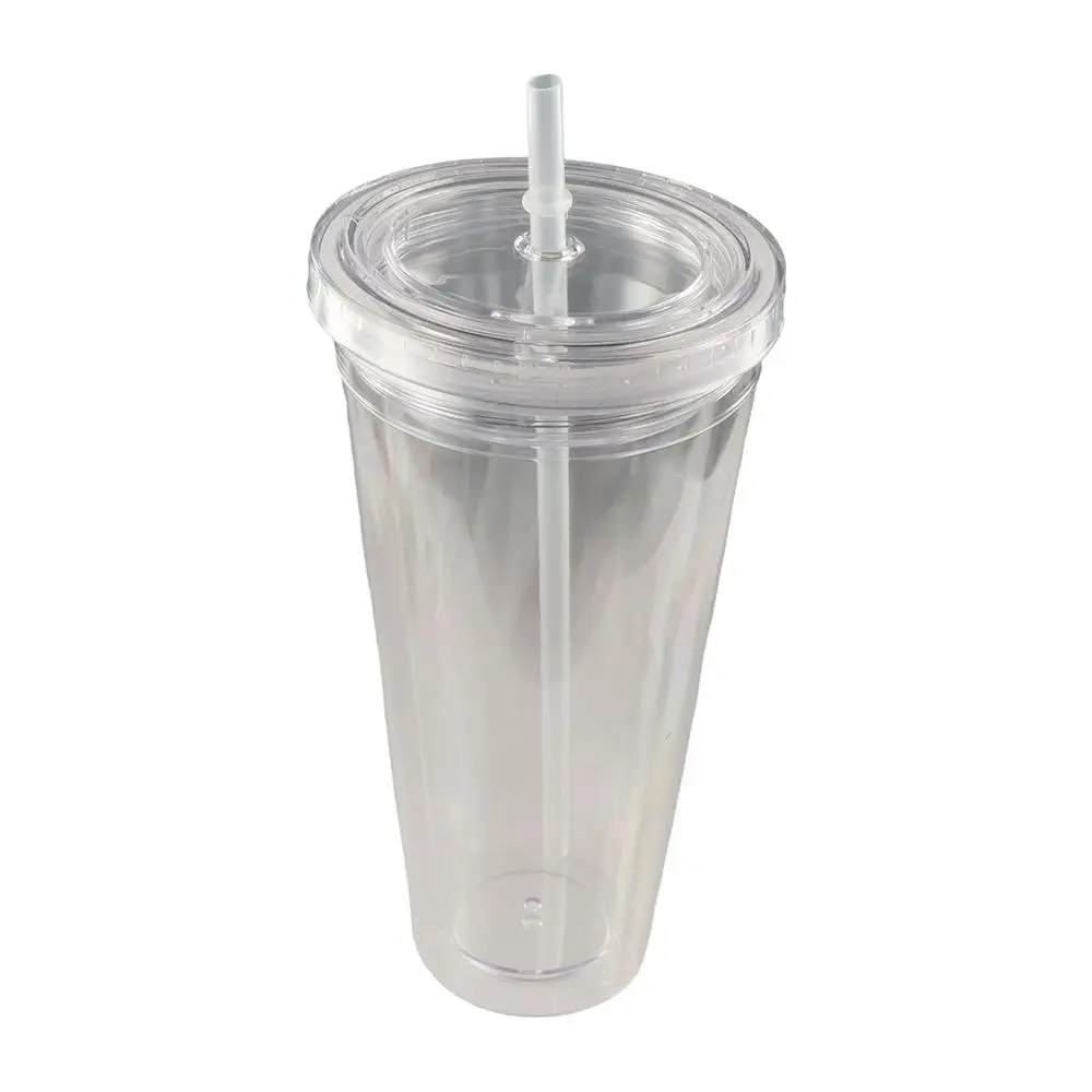 Drinkware 350/450/650ml Clear Tumbler Double-Layer with Lid and Straw Water Bottle Transparent Plastic Iced Coffee Cup Milk