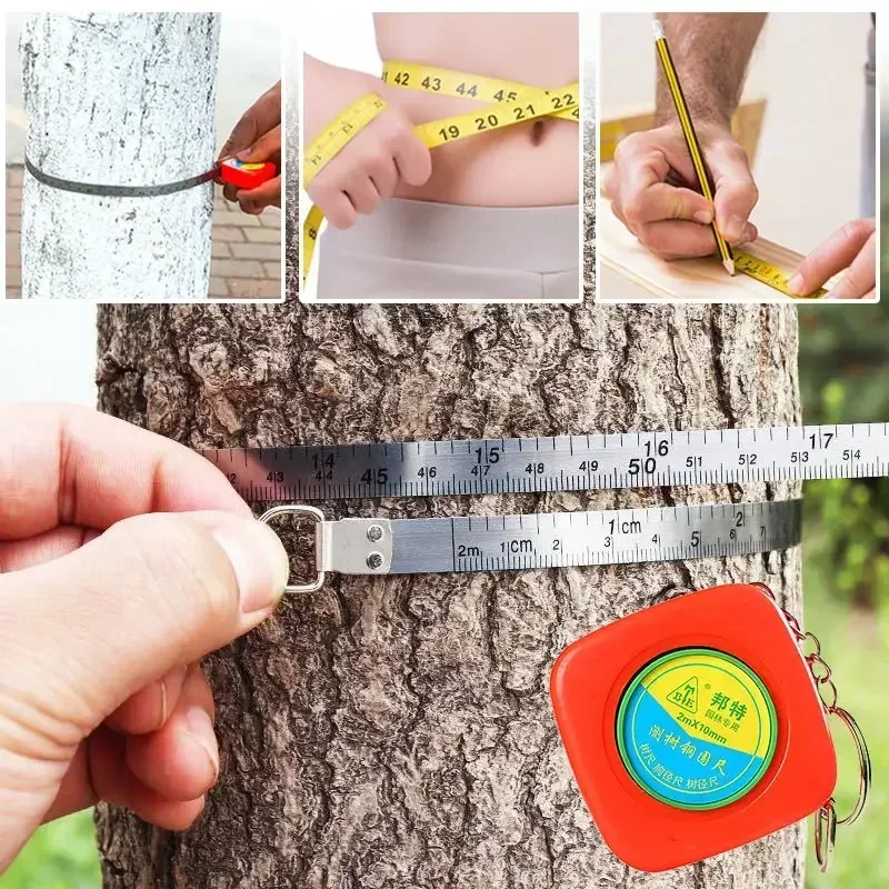 2M Carbon Steel Tape High Toughness Tree Girth Ruler Mini Cute Measuring Tape DBH for DIY Woodworking Tape Measure Retractable